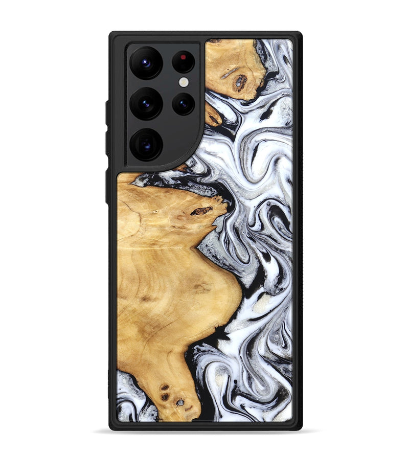 Galaxy S22 Ultra Wood Phone Case - Daija (Black & White, 831993)