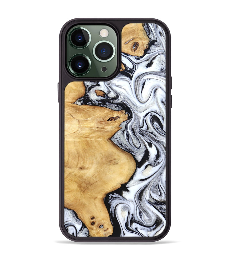 iPhone 13 Pro Max Wood Phone Case - Daija (Black & White, 831993)