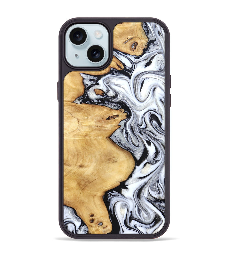 iPhone 15 Plus Wood Phone Case - Daija (Black & White, 831993)