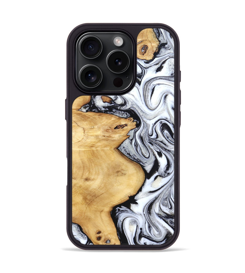 iPhone 16 Pro Wood Phone Case - Daija (Black & White, 831993)