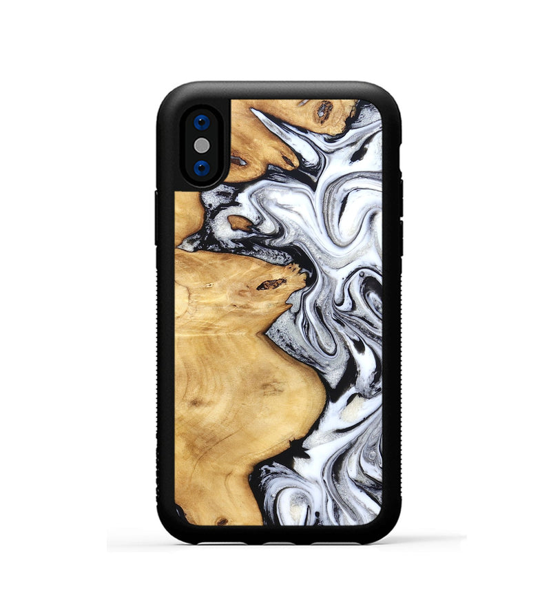 iPhone Xs Wood Phone Case - Daija (Black & White, 831993)