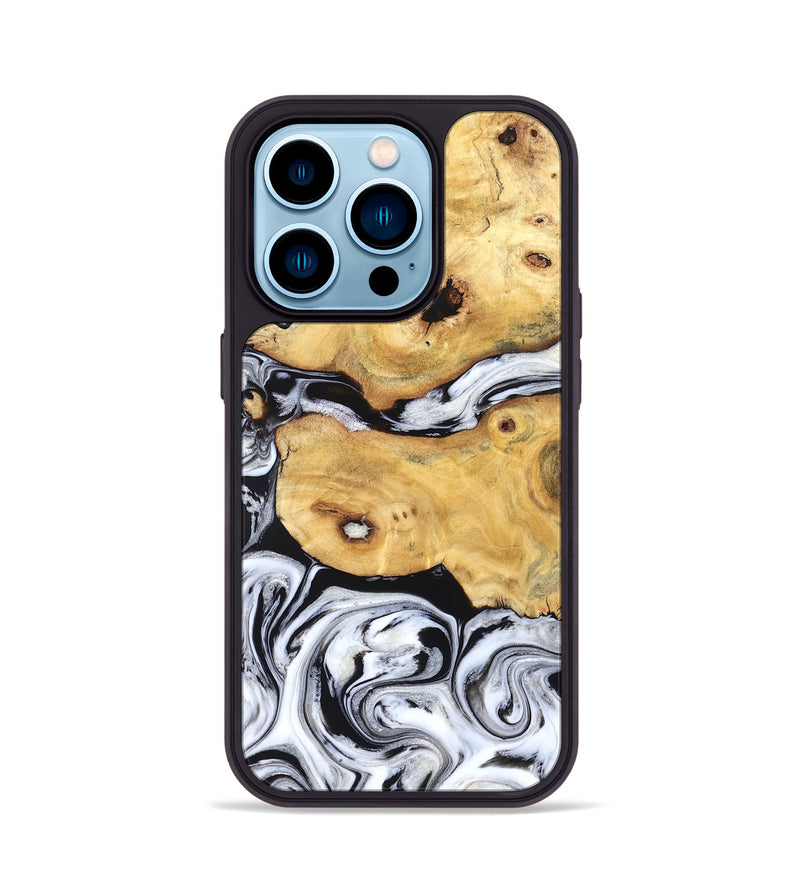 iPhone 14 Pro Wood Phone Case - Starla (Black & White, 831994)