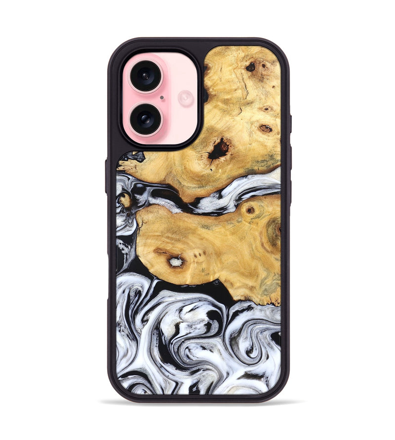 iPhone 16 Wood Phone Case - Starla (Black & White, 831994)