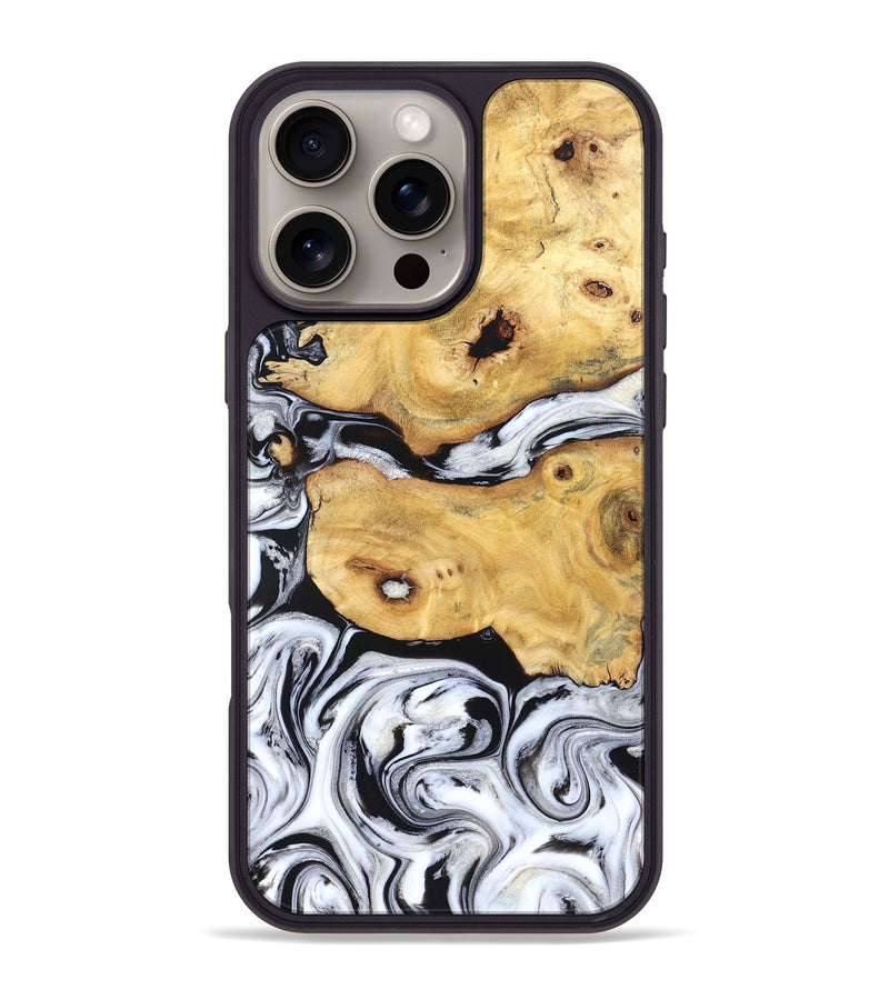iPhone 16 Pro Max Wood Phone Case - Starla (Black & White, 831994)
