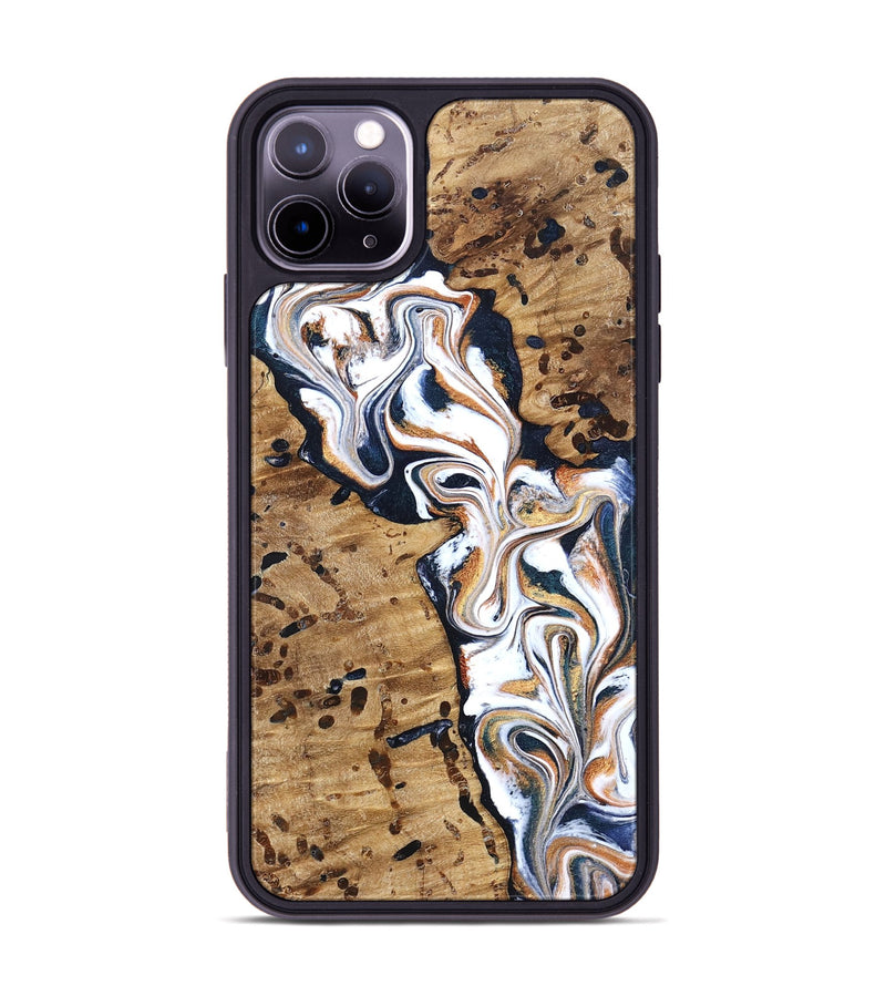 iPhone 11 Pro Max Wood Phone Case - Tomas (Teal & Gold, 831996)