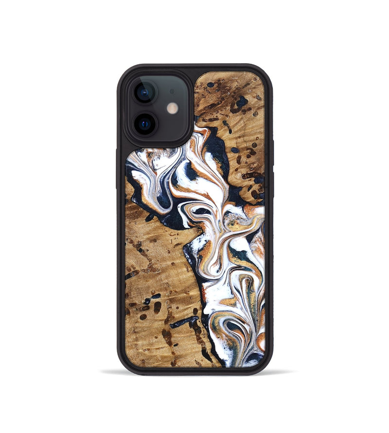 iPhone 12 mini Wood Phone Case - Tomas (Teal & Gold, 831996)