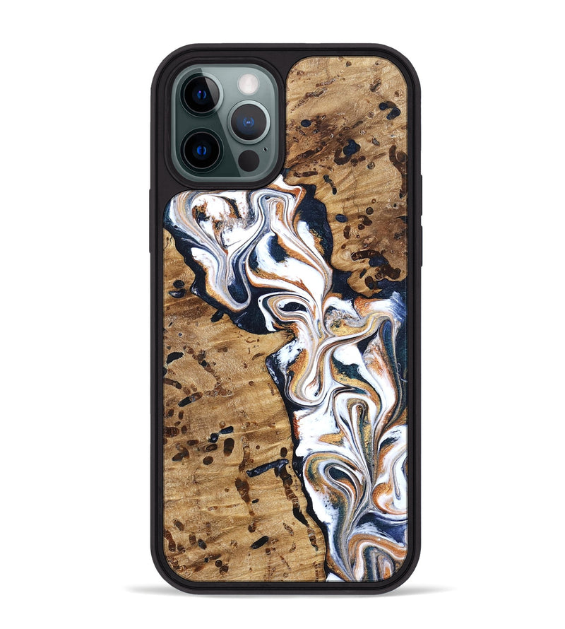 iPhone 12 Pro Max Wood Phone Case - Tomas (Teal & Gold, 831996)