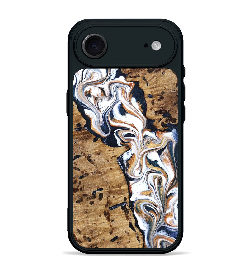iPhone 17 Air Wood Phone Case - Tomas (Teal & Gold, 831996)