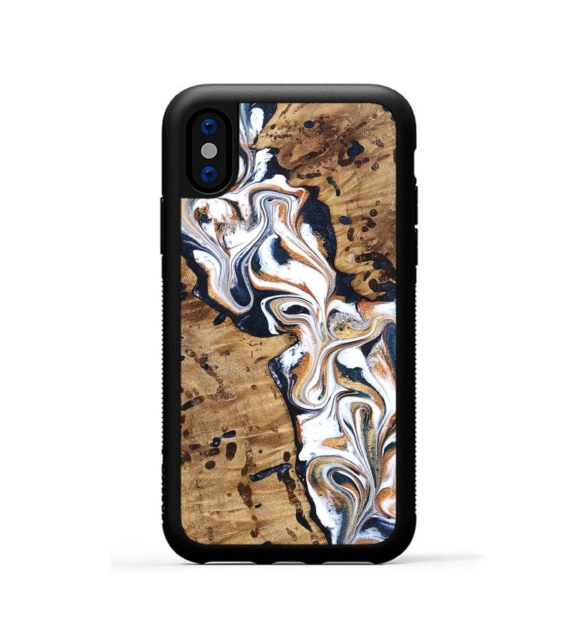 iPhone Xs Wood Phone Case - Tomas (Teal & Gold, 831996)