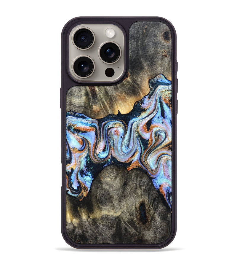iPhone 16 Pro Max Wood Phone Case - Karli (Teal & Gold, 831997)