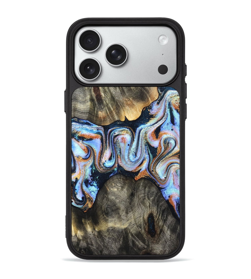 iPhone 18 Pro Max Wood Phone Case - Karli (Teal & Gold, 831997)