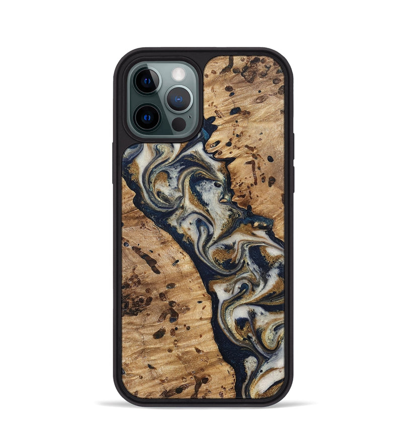 iPhone 12 Pro Wood Phone Case - Irwin (Teal & Gold, 831998)