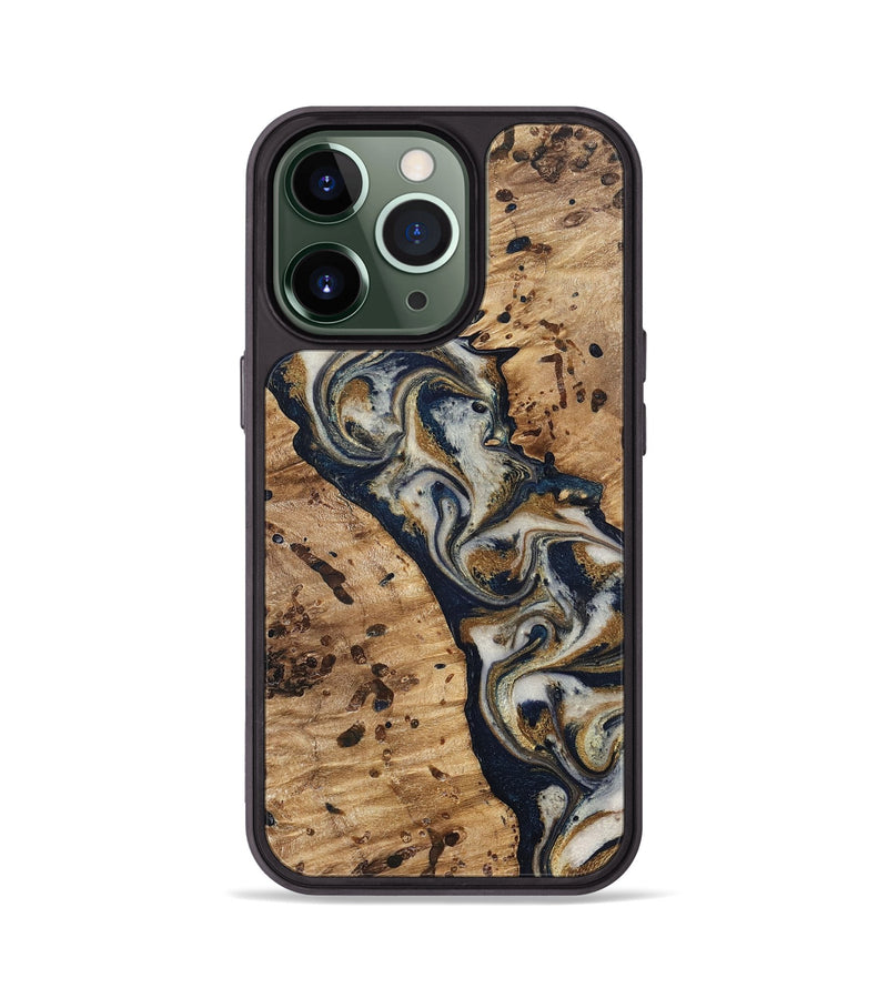 iPhone 13 Pro Wood Phone Case - Irwin (Teal & Gold, 831998)