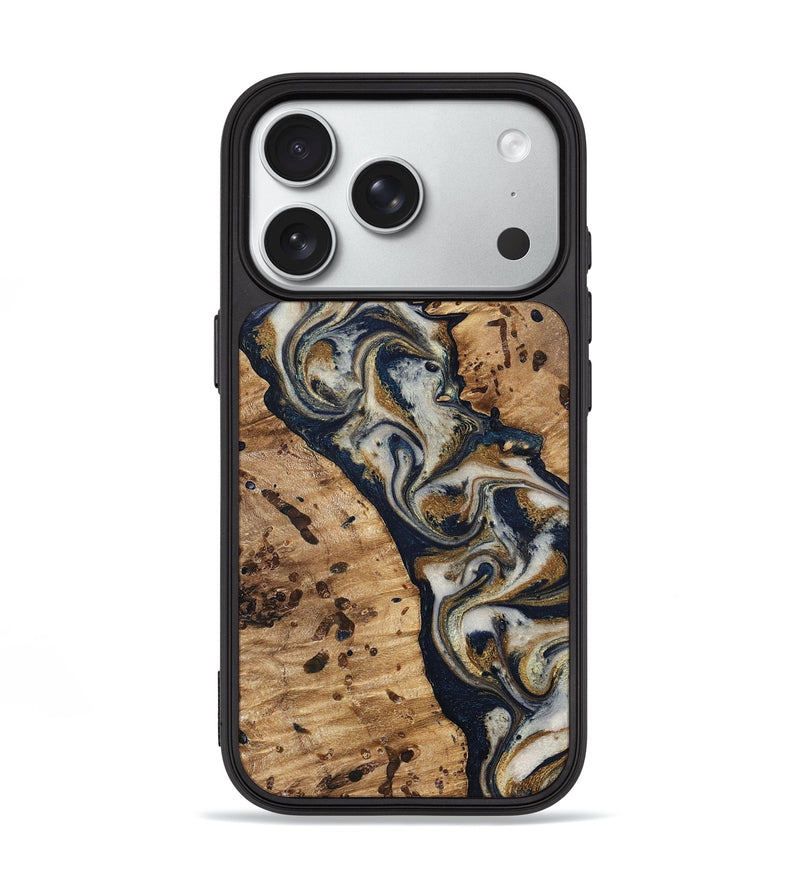 iPhone 18 Pro Wood Phone Case - Irwin (Teal & Gold, 831998)