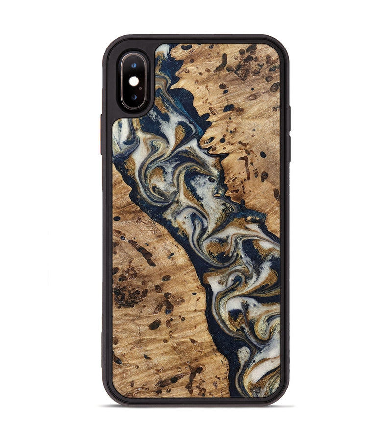 iPhone Xs Max Wood Phone Case - Irwin (Teal & Gold, 831998)