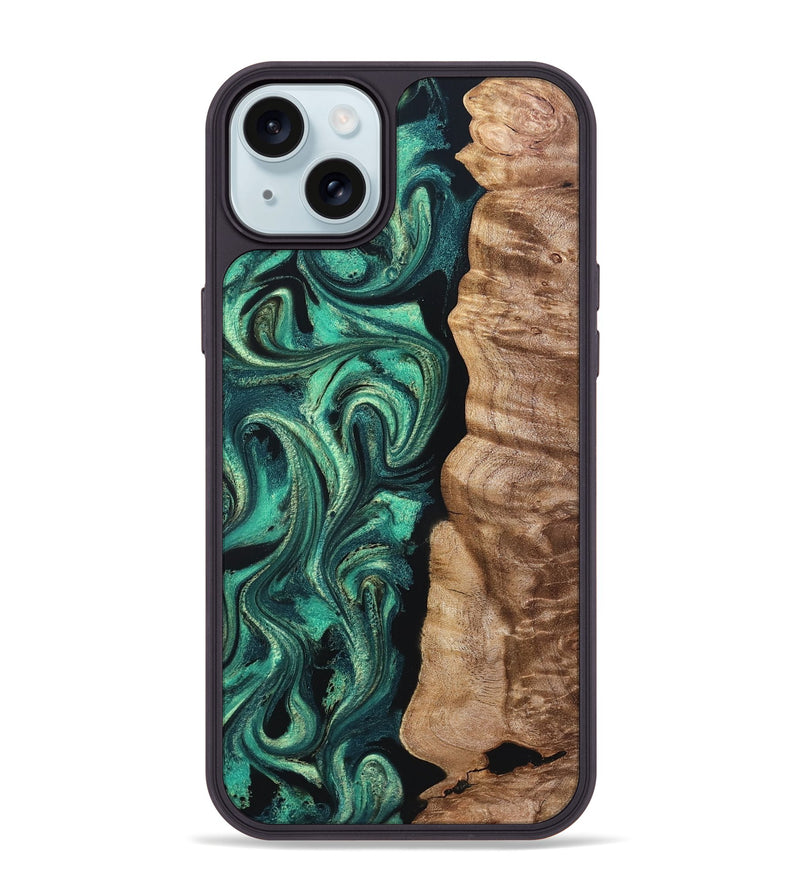 iPhone 15 Plus Wood Phone Case - Santana (Green, 831999)