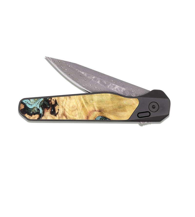 EDC Dark Damascus Wood Pocket Knife - Toccara (Green, 832001)