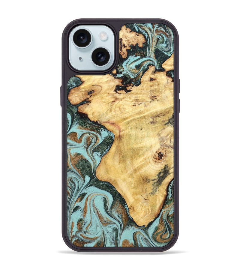 iPhone 15 Plus Wood Phone Case - Toccara (Green, 832001)
