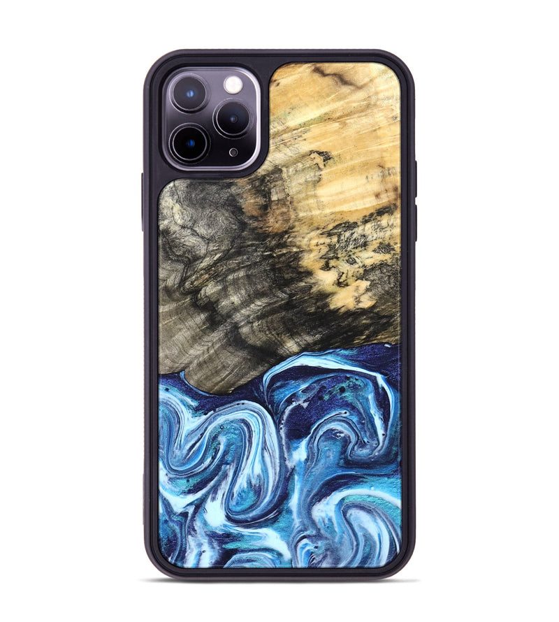 iPhone 11 Pro Max Wood Phone Case - Aleyna (Blue, 832003)