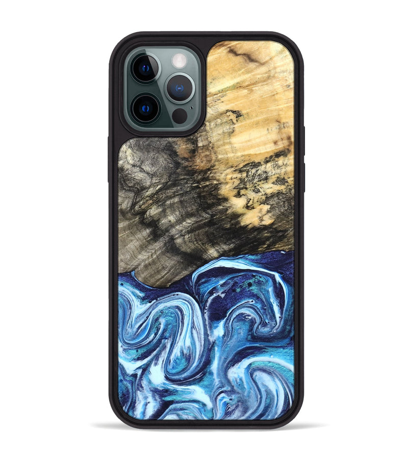 iPhone 12 Pro Max Wood Phone Case - Aleyna (Blue, 832003)
