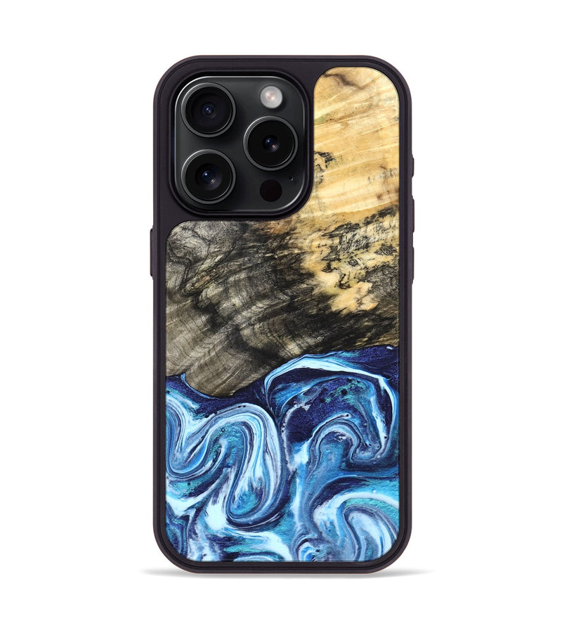 iPhone 15 Pro Wood Phone Case - Aleyna (Blue, 832003)