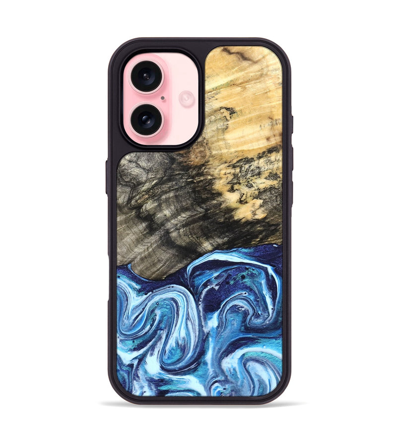 iPhone 16 Wood Phone Case - Aleyna (Blue, 832003)