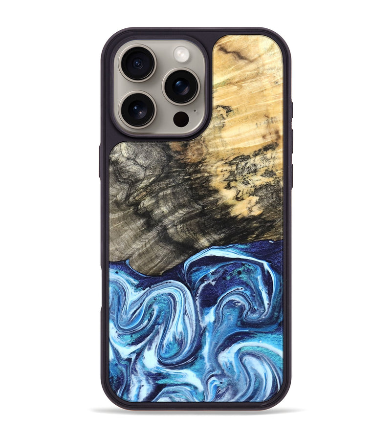 iPhone 16 Pro Max Wood Phone Case - Aleyna (Blue, 832003)