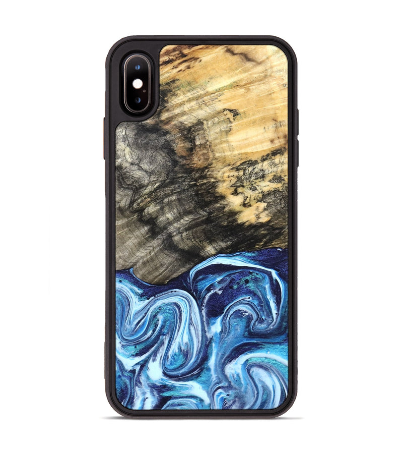 iPhone Xs Max Wood Phone Case - Aleyna (Blue, 832003)