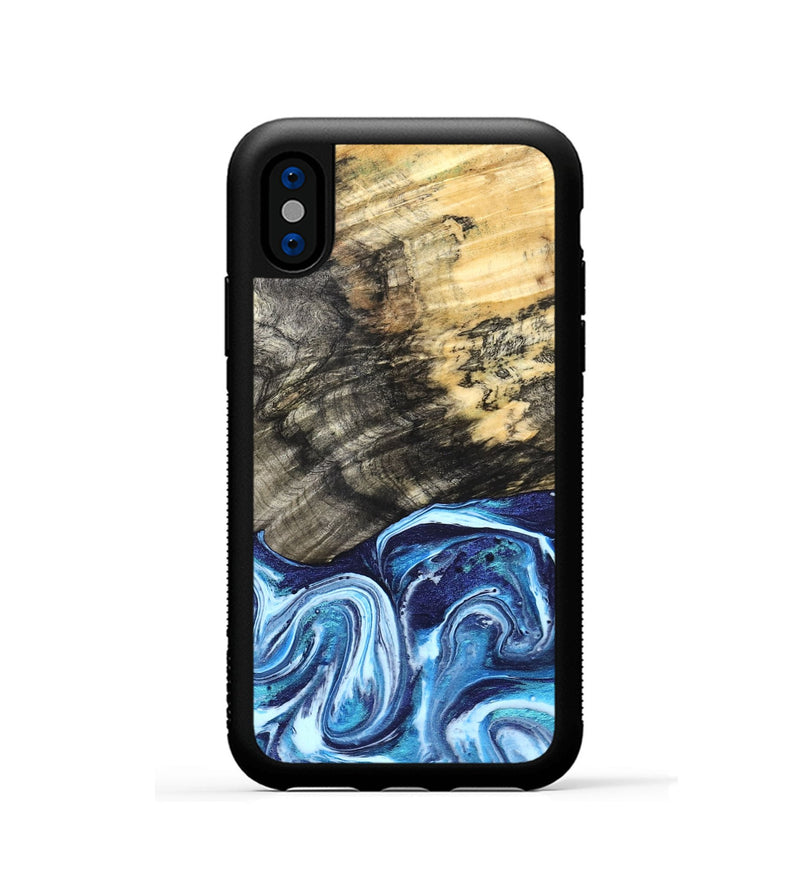 iPhone Xs Wood Phone Case - Aleyna (Blue, 832003)