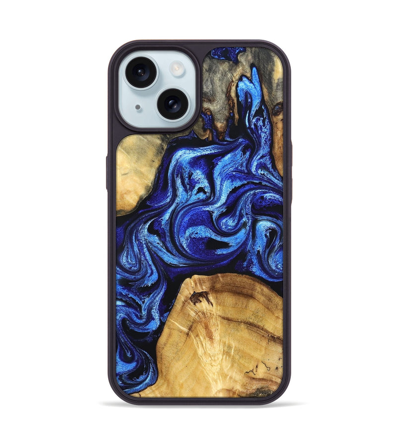 iPhone 15 Wood Phone Case - Amaya (Blue, 832004)