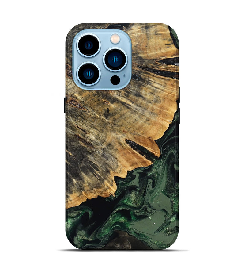 iPhone 14 Pro Wood Live Edge Phone Case - Nona (Green, 832032)