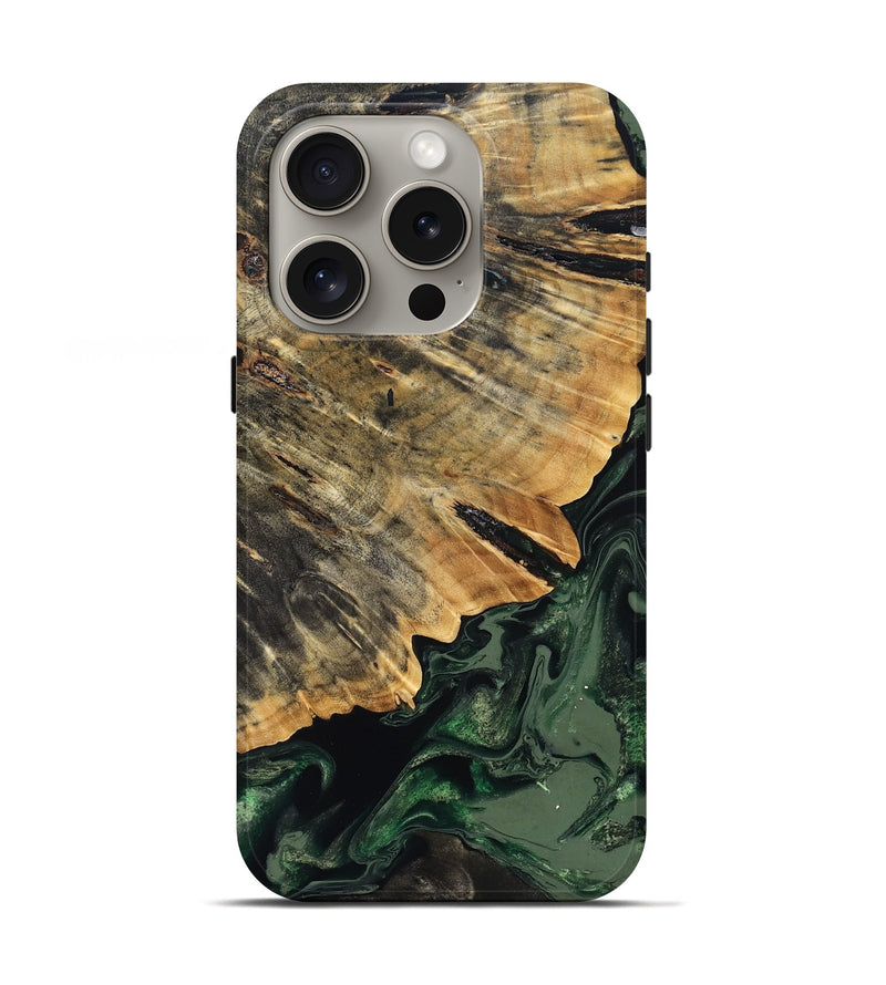 iPhone 16 Pro Wood Live Edge Phone Case - Nona (Green, 832032)