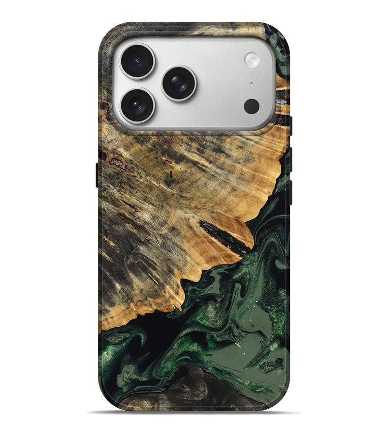iPhone 17 Pro Max Wood Live Edge Phone Case - Nona (Green, 832032)