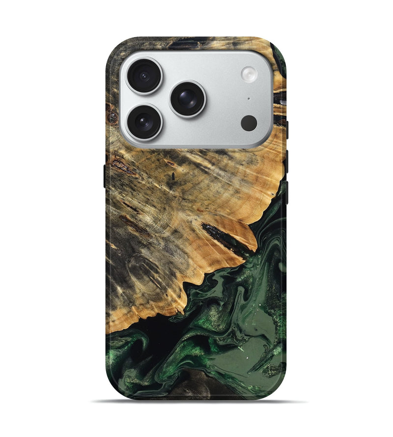 iPhone 18 Pro Wood Live Edge Phone Case - Nona (Green, 832032)