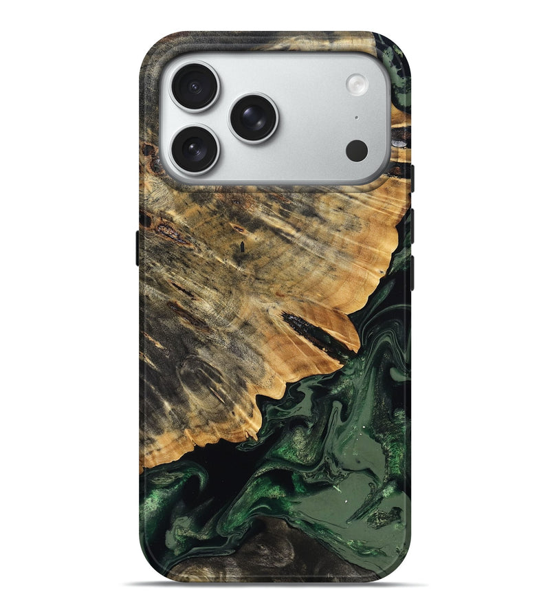 iPhone 18 Pro Max Wood Live Edge Phone Case - Nona (Green, 832032)
