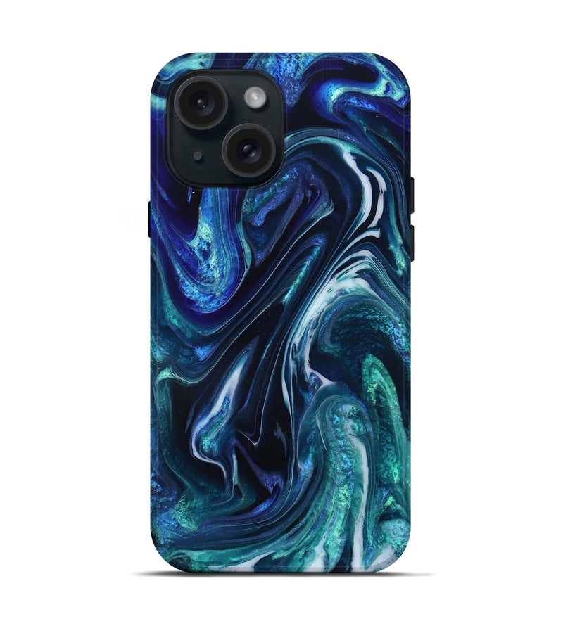 iPhone 15 ResinArt Live Edge Phone Case - Darleen (Blue, 832033)