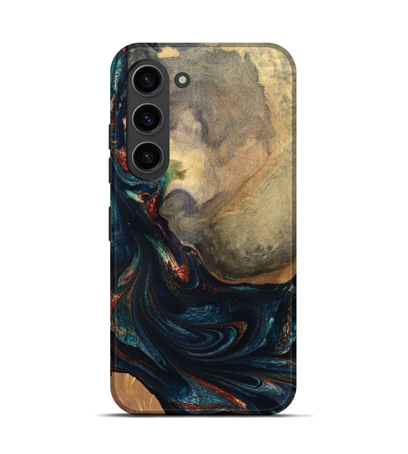 Galaxy S23 Wood Live Edge Phone Case - Janiya (Teal & Gold, 832036)