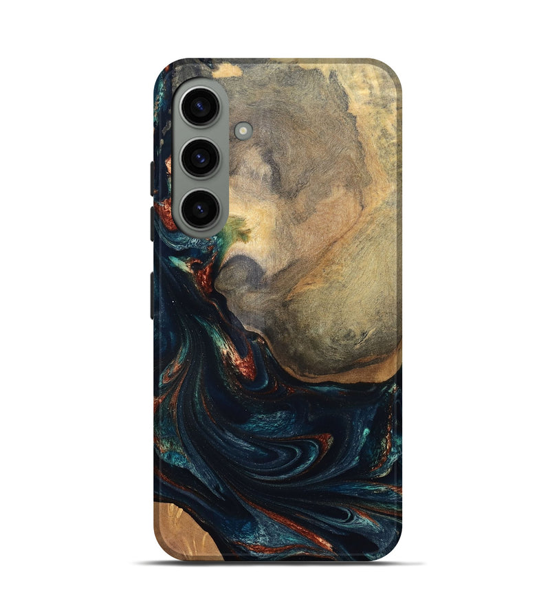 Galaxy S24 Wood Live Edge Phone Case - Janiya (Teal & Gold, 832036)