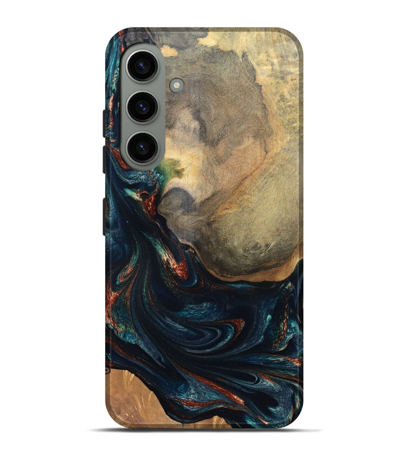 Galaxy S24 Plus Wood Live Edge Phone Case - Janiya (Teal & Gold, 832036)