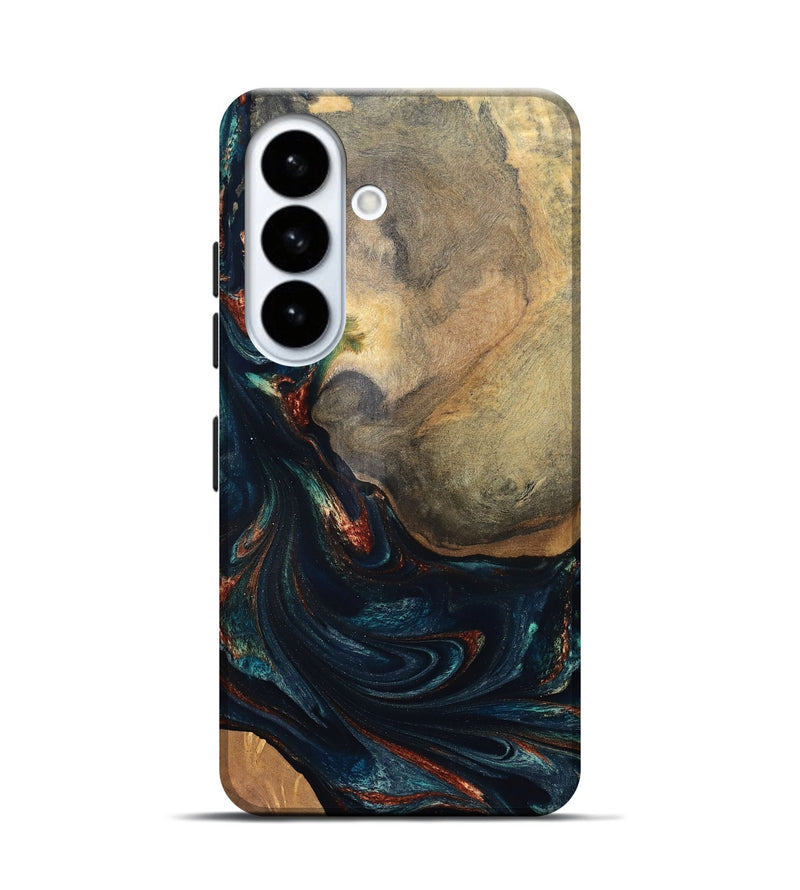 Galaxy S26 Wood Live Edge Phone Case - Janiya (Teal & Gold, 832036)