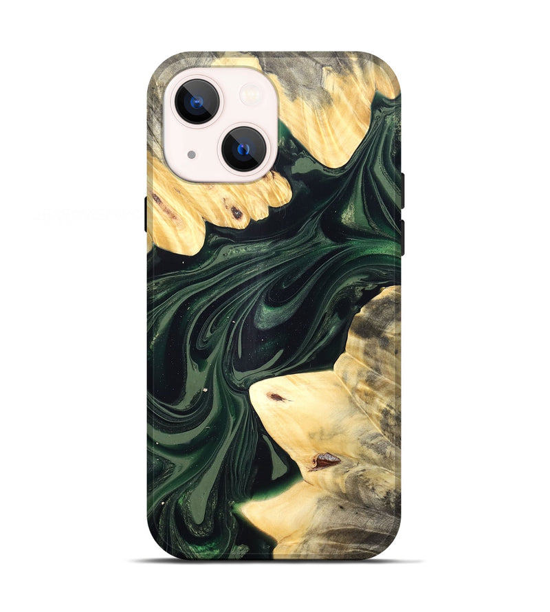 iPhone 13 Wood Live Edge Phone Case - Ludie (Green, 832037)