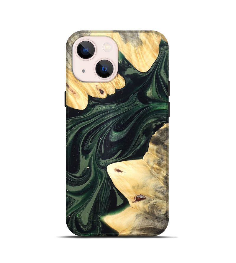 iPhone 13 mini Wood Live Edge Phone Case - Ludie (Green, 832037)