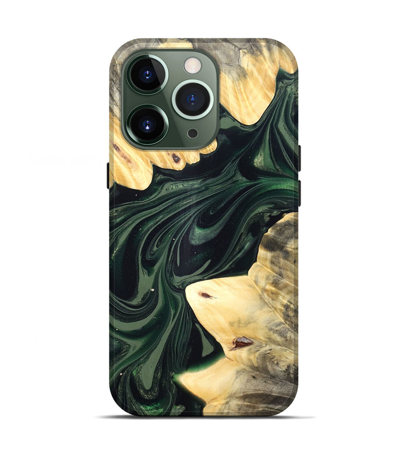 iPhone 13 Pro Wood Live Edge Phone Case - Ludie (Green, 832037)