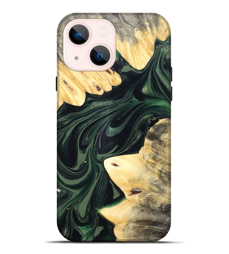 iPhone 14 Plus Wood Live Edge Phone Case - Ludie (Green, 832037)