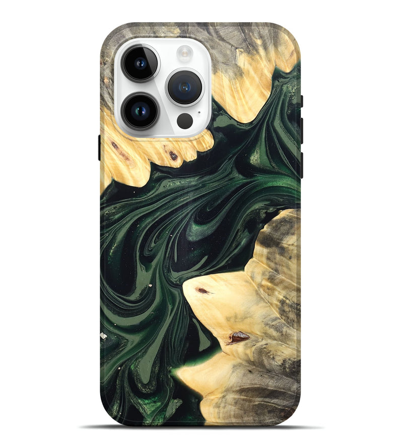 iPhone 15 Pro Max Wood Live Edge Phone Case - Ludie (Green, 832037)