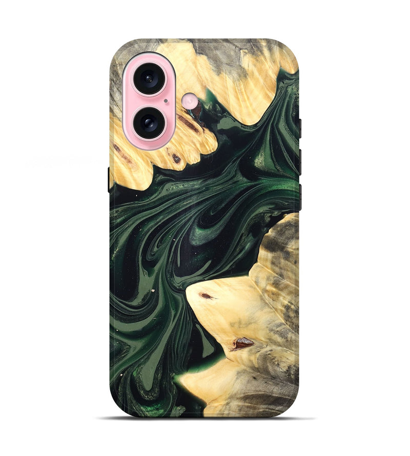 iPhone 17 Wood Live Edge Phone Case - Ludie (Green, 832037)