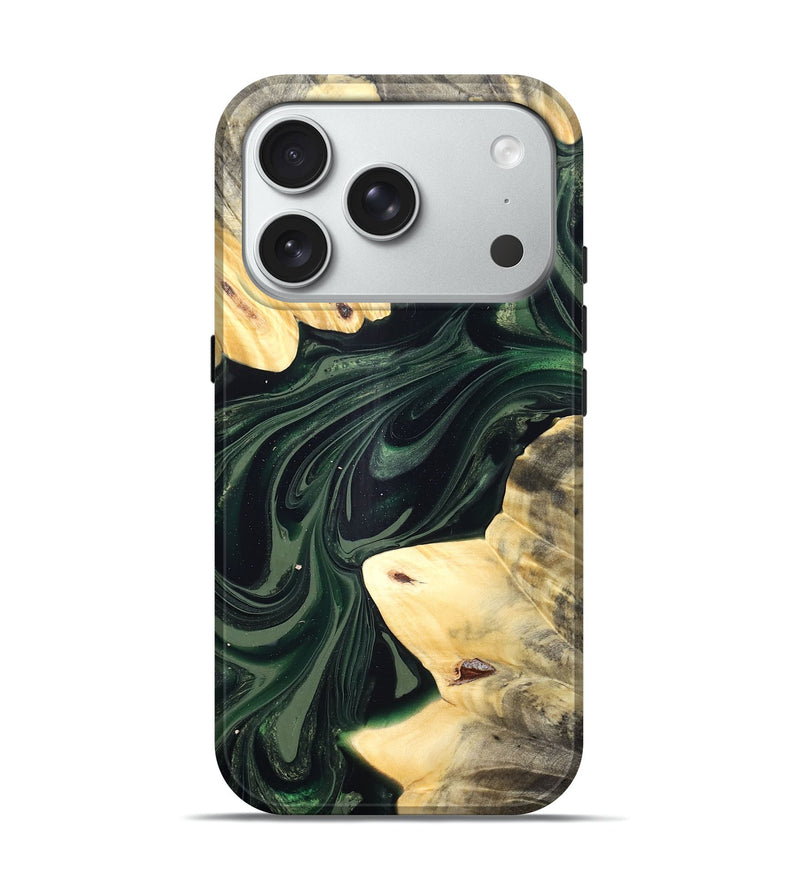iPhone 18 Pro Wood Live Edge Phone Case - Ludie (Green, 832037)