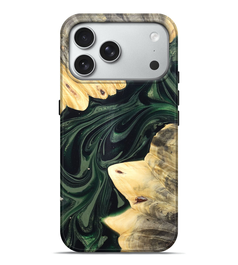 iPhone 18 Pro Max Wood Live Edge Phone Case - Ludie (Green, 832037)