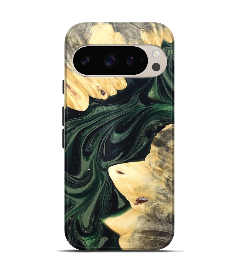 Pixel 9 Pro Wood Live Edge Phone Case - Ludie (Green, 832037)