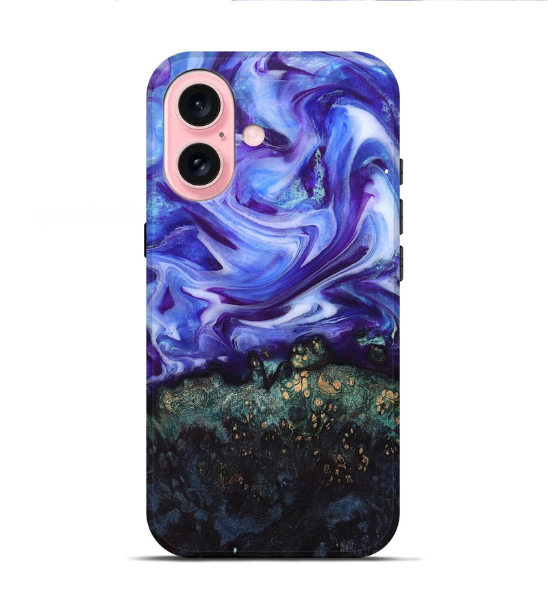 iPhone 16 Wood Live Edge Phone Case - Danita (Purple, 832038)